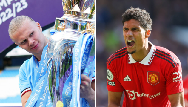 Raphael Varane đã biết cách khống chế Erling Haaland