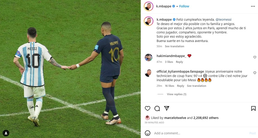 Mbappe gọi Messi là huyền thoại