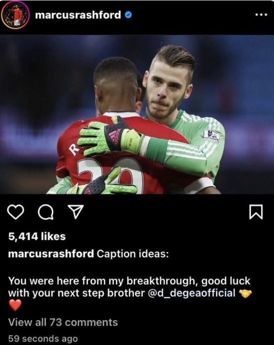 Rashford bị chê giả tạo khi đăng bài chia tay De Gea