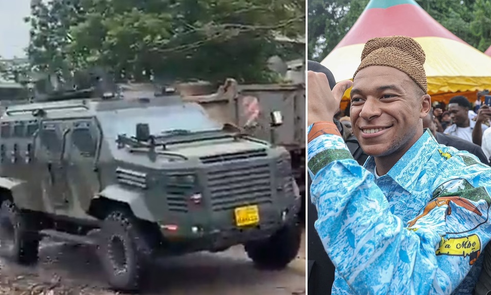 Mbappe được xe bọc thép bảo vệ ở Cameroon