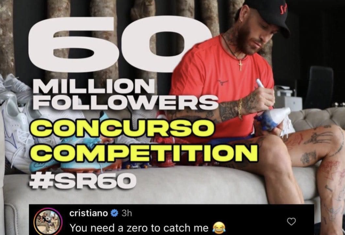 Ronaldo 'flexing' khi Ramos mừng 60 triệu theo dõi trên Instagram