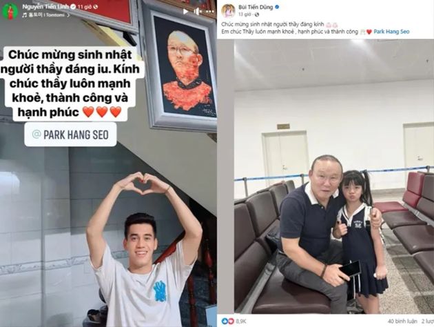 Tiến Linh, Tiến Dũng chúc mừng HLV Park Hang-seo
