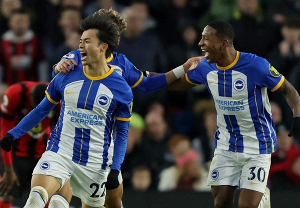 Kaoru Mitoma là người hùng đem về 3 điểm cho Brighton ở trận thắng 1-0 trước Bournemouth tối 4/2 (giờ Hà Nội). Ảnh: Reuters.