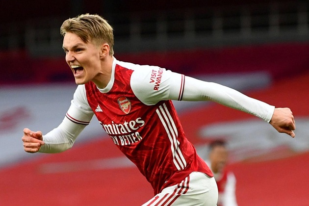 Odegaard đã ghi 3 bàn trong 3 trận đấu gần nhất của Pháo thủ