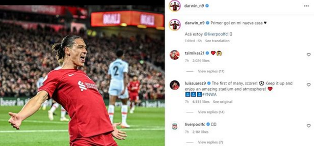 'Mở tài khoản' tại Anfield, Nunez nhận lời chúc từ Suarez - Bóng Đá