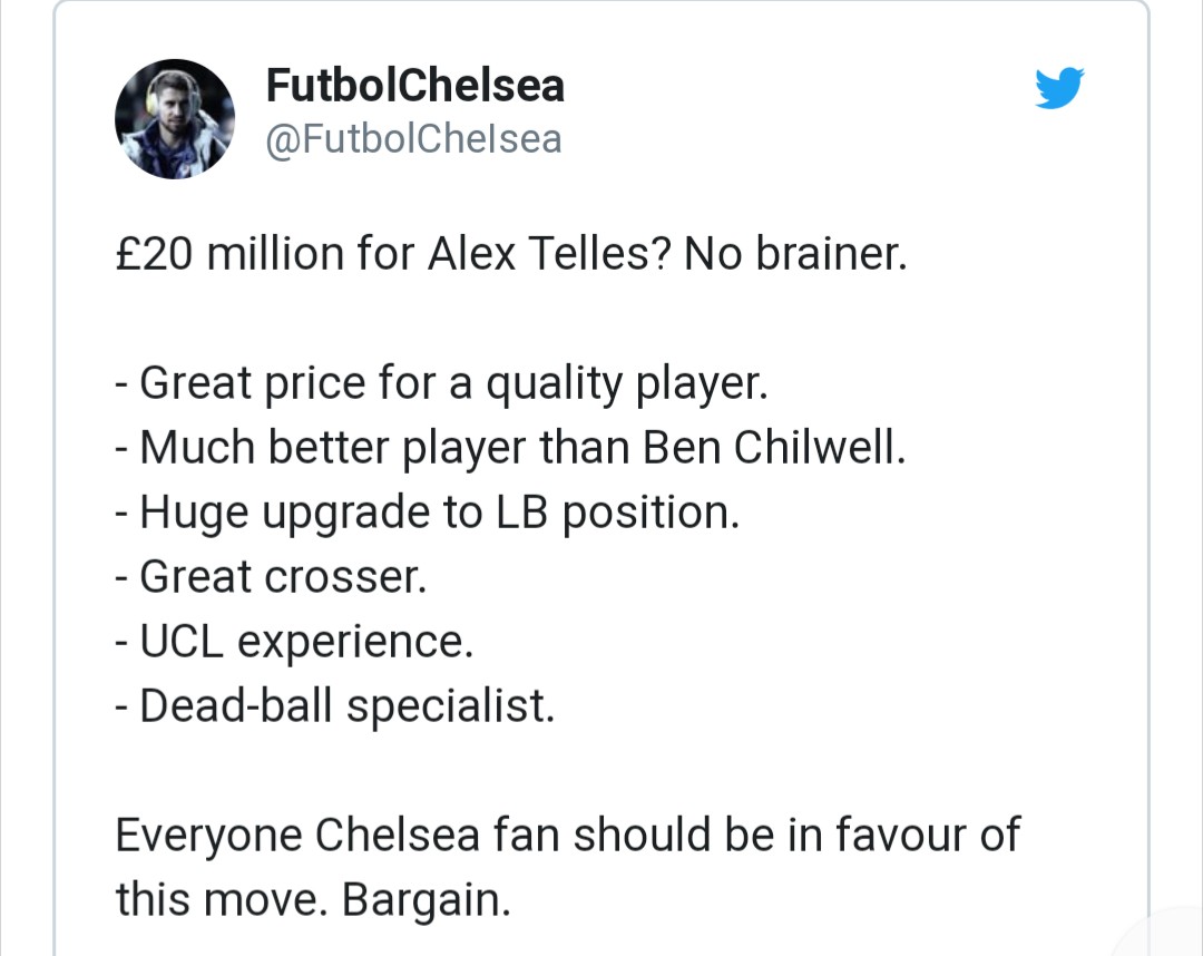 Chelsea fans react to alex telles's rumor - Bóng Đá