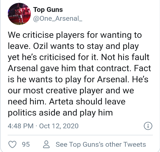 Arsenal fans react as Mesut Ozil turns down offer to leave Emirates Stadium - Bóng Đá