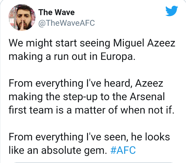 Arsenal fans react as Miguel Azeez makes Gunners’ B list squad - Bóng Đá
