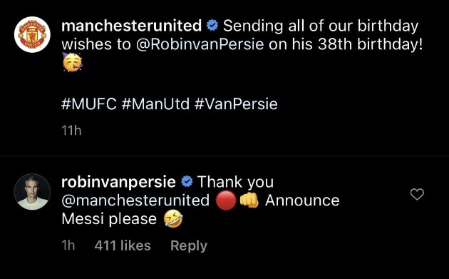 Van Persie urges Man Utd to announce Messi - Bóng Đá