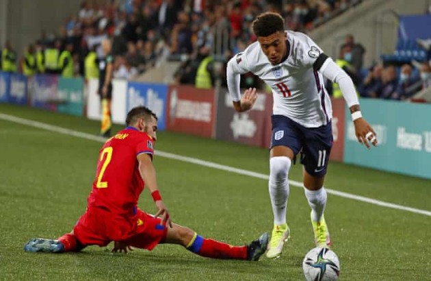 Sancho vừa tỏa sáng trên ĐT Anh với một cú đúp kiến tạo.