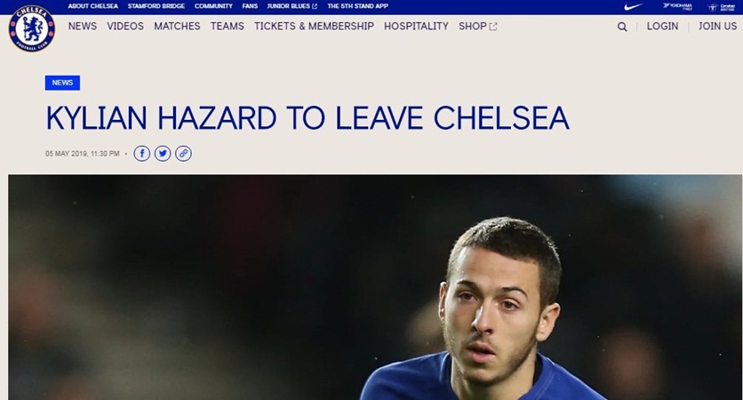 CHÍNH THỨC: Chelsea đẩy đi một Hazard - Bóng Đá