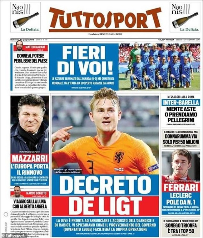 Thứ 2, Juventus dự kiến công bố De Ligt - Bóng Đá