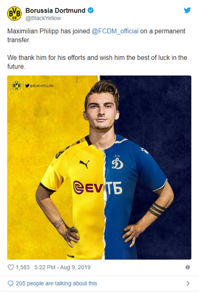 Official: Maximilian Philipp joins Dynamo Moscow - Bóng Đá