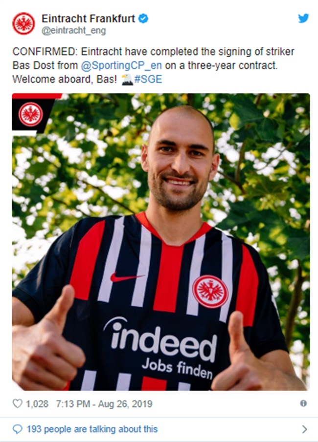 Dost completes €7m move to Eintracht Frankfurt from Sporting - Bóng Đá