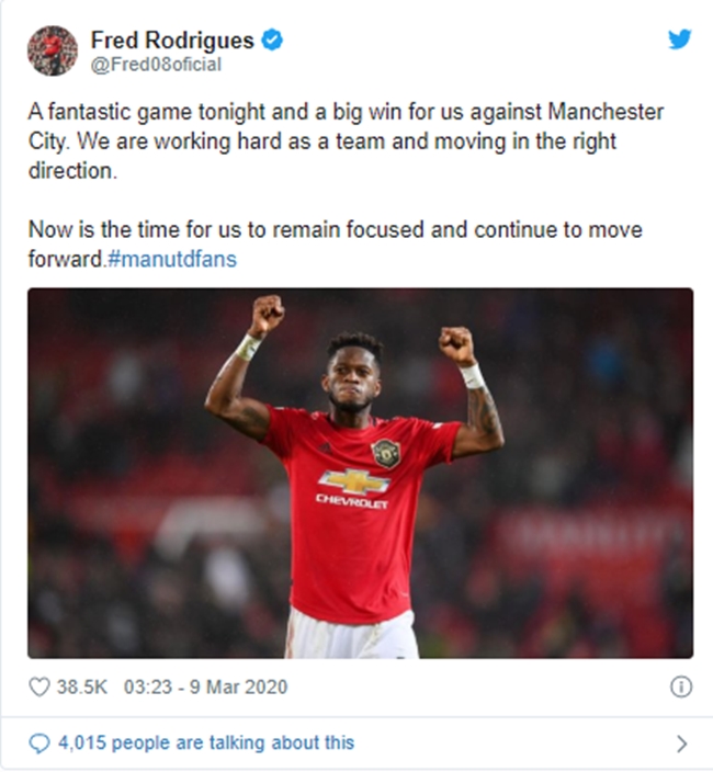 Fred sends important message to United fans after statement win - Bóng Đá