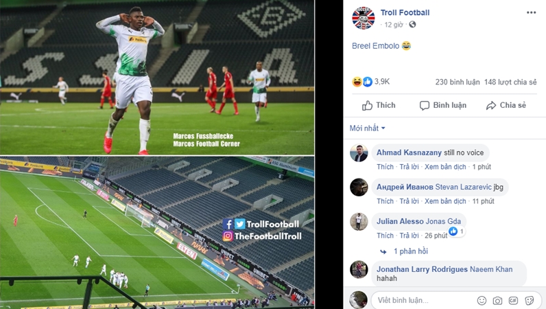 Embolo ăn mừng hài hước ở trận đấu Gladbach vs Cologne - Bóng Đá