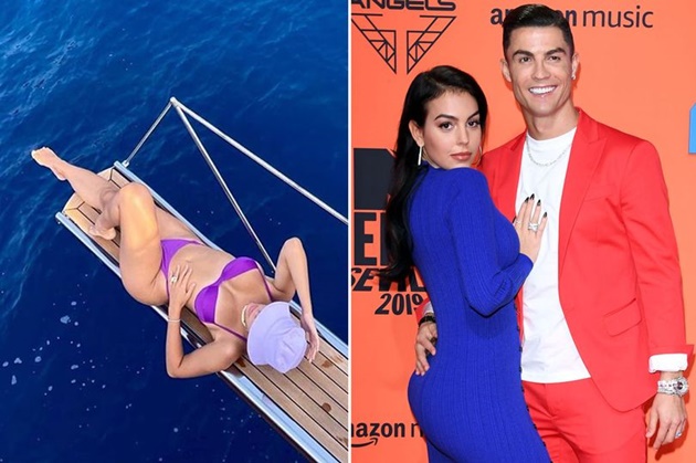 Cristiano Ronaldo's girlfriend Georgina Rodriguez lounges in a bikini on private yacht - Bóng Đá