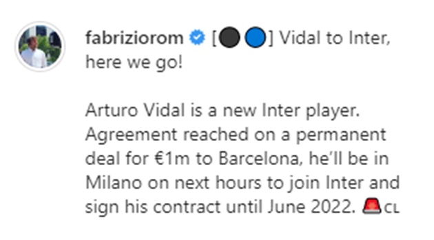 Vidal to Inter, here we go! - Bóng Đá