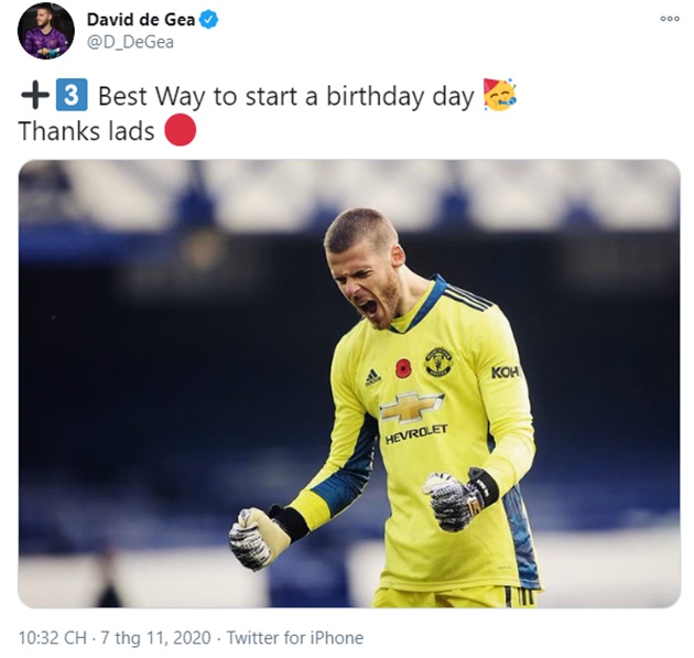 De Gea ăn mừng sinh nhật bằng trận thắng Everton - Bóng Đá