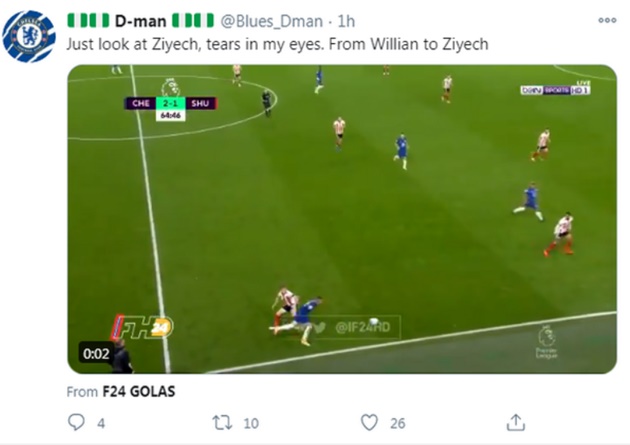 Chelsea fans in meltdown over what Hakim Ziyech did vs Sheffield United - Bóng Đá