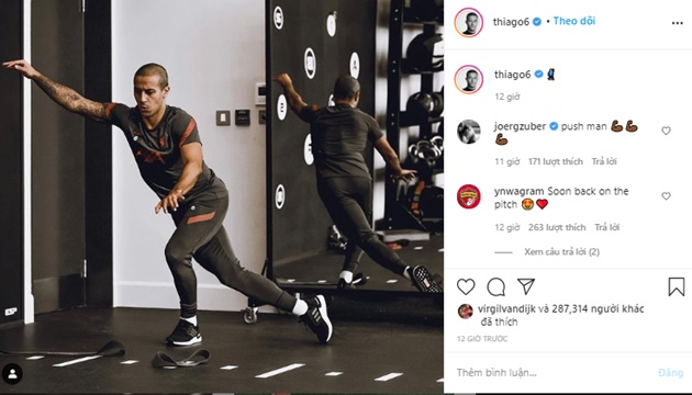 Thiago đăng ảnh tập luyện trên Instagram - Bóng Đá