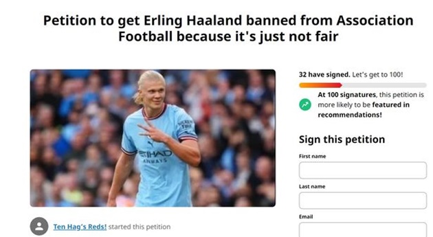 Petition started to ban Erling Haaland from playing for Manchester City - Bóng Đá