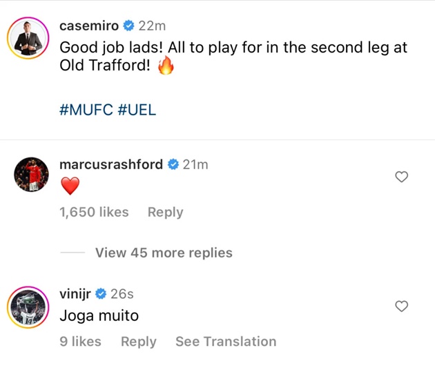 Vinicius Jr reacts to Casemiro performance for United v Barcelona - Bóng Đá