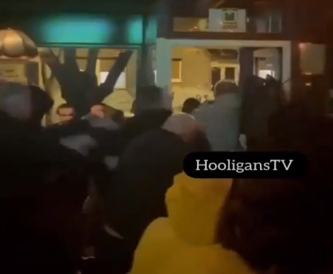 Shocking moment Red Star hooligans storm Man City bar and beat supporters with sticks ahead of Champions League clash - Bóng Đá