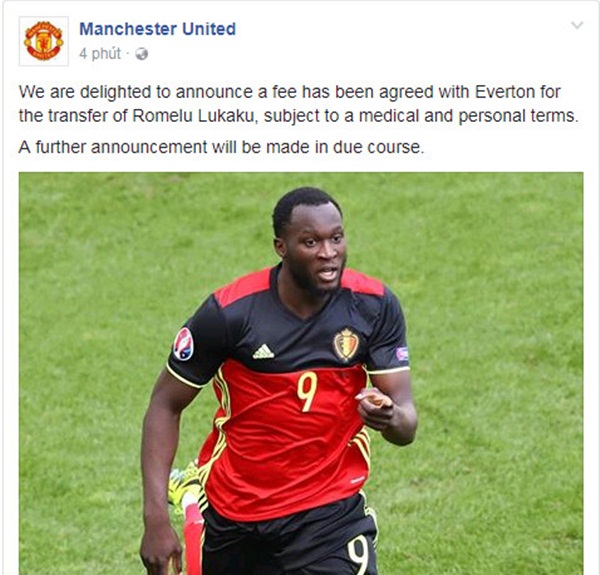 CHÍNH THỨC: Man Utd xác nhận chiêu mộ thành công Lukaku - Bóng Đá