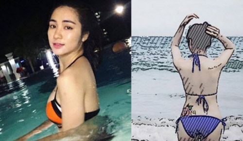 Diện bikini để lộ vòng 1 khủng Hoà Minzy bị netizen soi đã xoá hình xăm  tên Công Phượng ở ngực trái