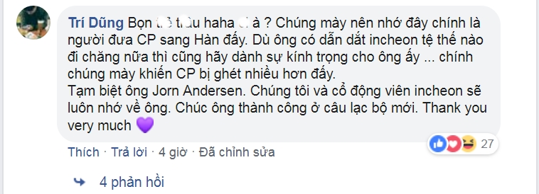 Incheon chia tay HLV Andersen, CĐV Việt Nam lên mạng cảm ơn - Bóng Đá