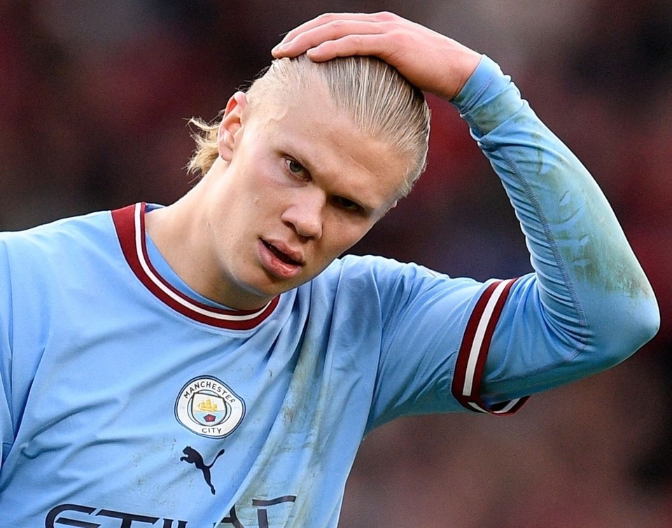 Haaland có trận đấu đáng quên khi đối đầu MU tại Old Trafford. Ảnh: Reuters.