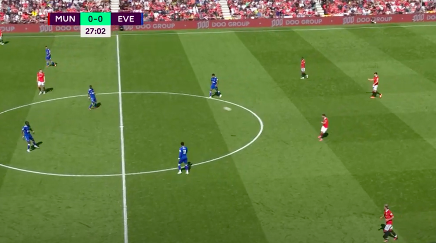 Fernandes quan sát nhanh và thực hiện đường phất bóng dài lên phía trên.