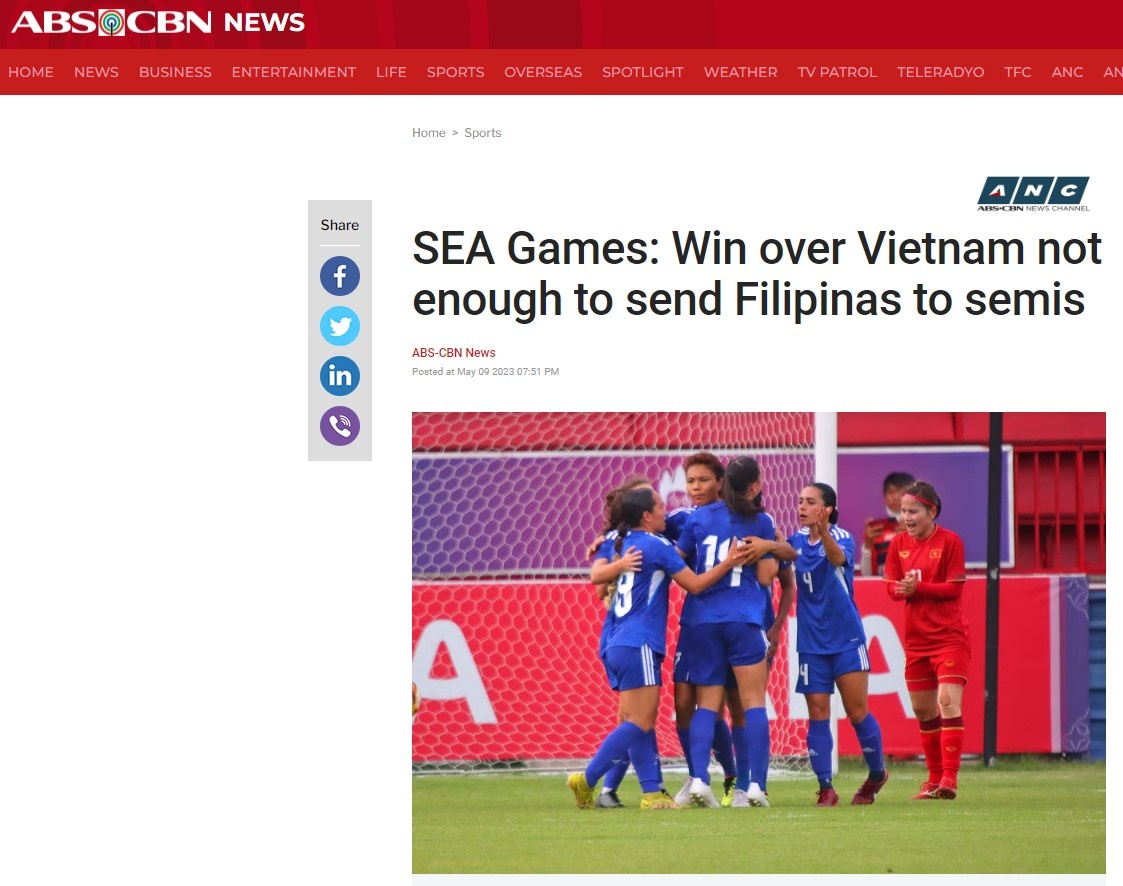Báo chí Philippines thất vọng khi tuyển nữ nước này bị loại sớm - Bóng Đá