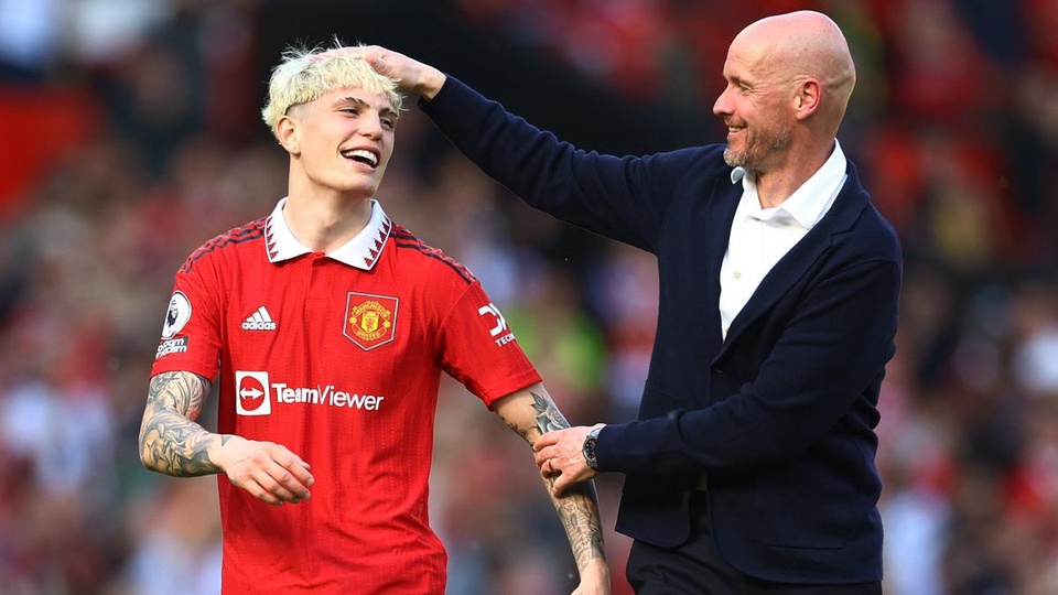 Garnacho là người hùng của MU trong trận thắng Wolves 2-0 tại vòng 36 Ngoại hạng Anh hôm 13/5. Ảnh: Reuters.