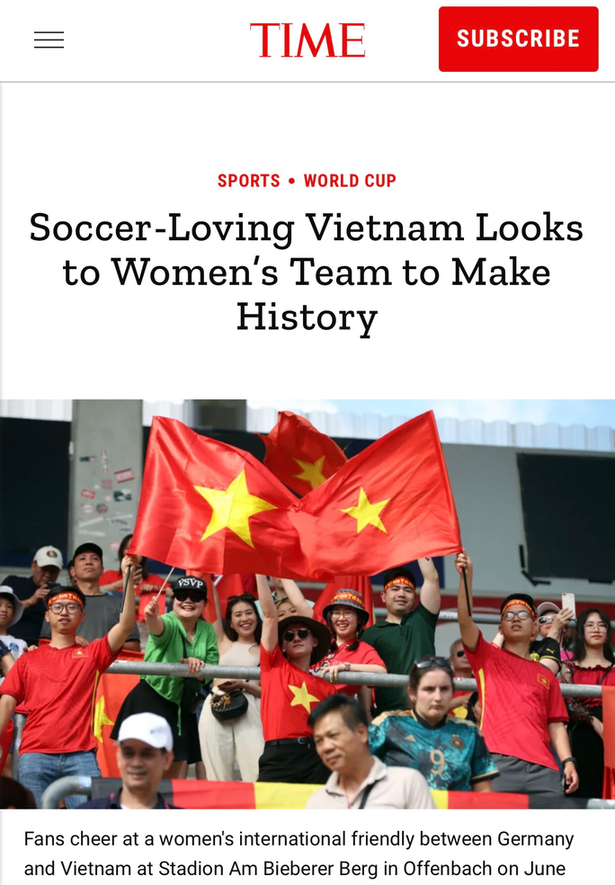 Tạp chí Time: Người hâm mộ Việt Nam hy vọng đội tuyển nữ làm nên lịch sử - Bóng Đá
