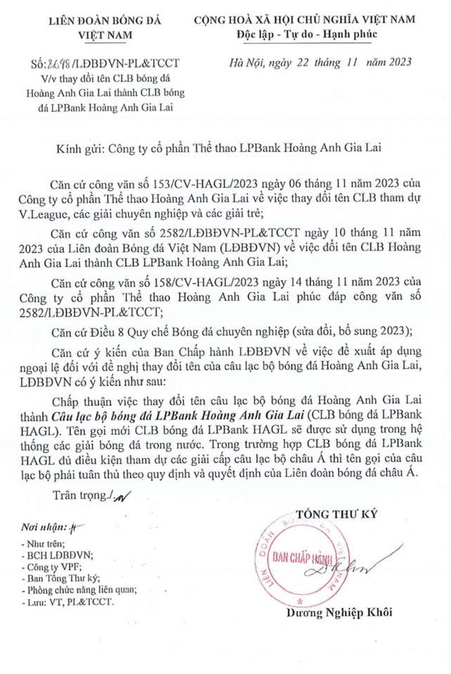 HAGL nhận tin vui từ LĐBĐ Việt Nam - Bóng Đá