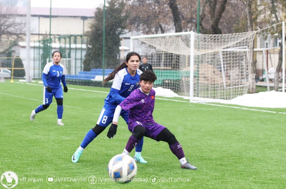 U20 nữ Việt Nam cầm hòa Uzbekistan giữa mưa tuyết - Bóng Đá