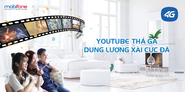 Xem phim, bóng đá trên Youtube và FPT Play chỉ với 65.000 đồng/tháng cùng 4G MobiFone