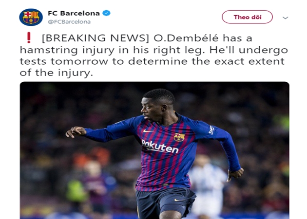 Valverde: Chấn thương gân kheo của Dembele là một cú sốc lớn - Bóng Đá