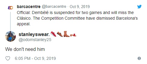 Barcelona: Fans react to Ousmane Dembele suspension - Bóng Đá