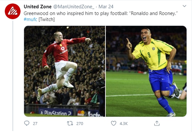 Manchester United: Mason Greenwood reveals his football idols are Wayne Rooney and Ronaldo - Bóng Đá