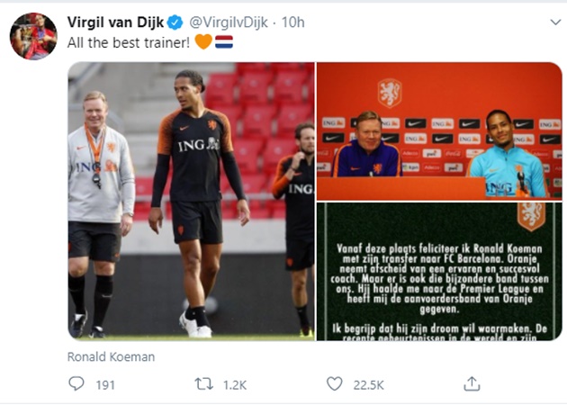 Koeman chia tay tuyển Hà Lan, Van Dijk nói gì? - Bóng Đá