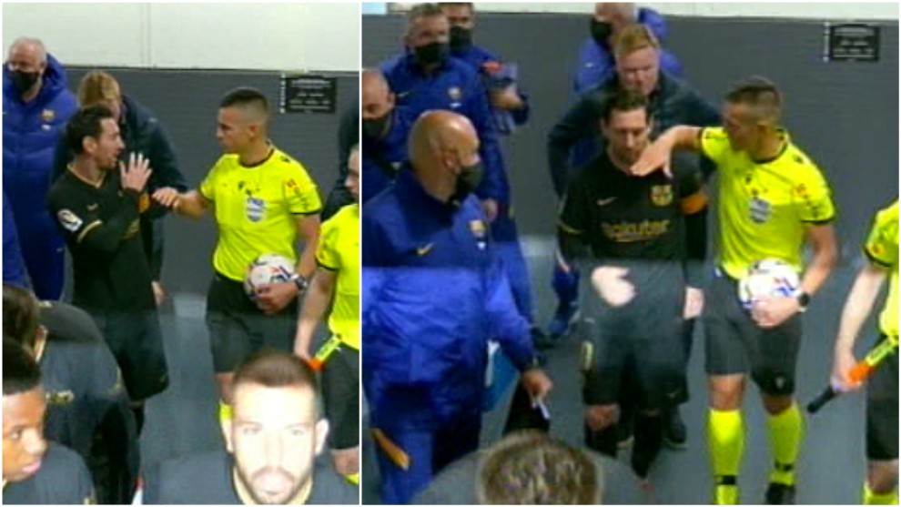 Messi, Pique and Koeman confront Del Cerro Grande in tunnel over Lenglet red card - Bóng Đá