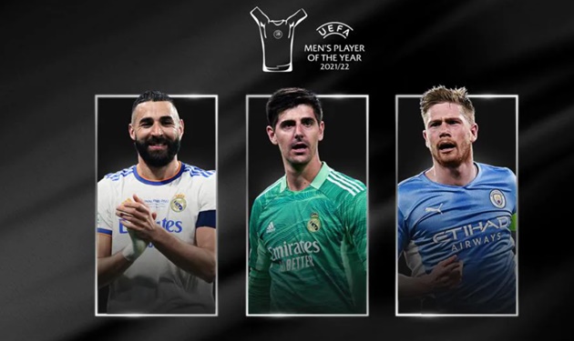 UEFA Men's Player of the Year nominees: Benzema, Courtois, De Bruyne - Bóng Đá