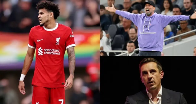 Liverpool blasted by Gary Neville for using 'dangerous phrases' in 'aggressive' warning to PGMOL over Luis Diaz VAR mistake - Bóng Đá