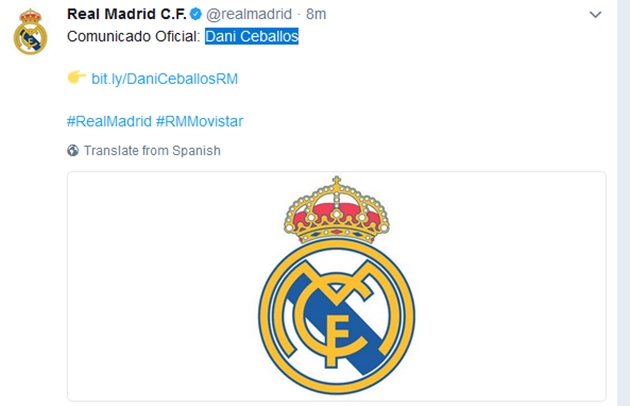 CHÍNH THỨC: Real Madrid chiêu mộ 