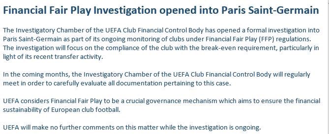CHÍNH THỨC: UEFA mở cuộc điều tra Man City, PSG - Bóng Đá
