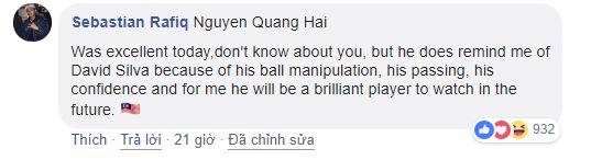 Fan Malaysia gửi chia sẻ mùi mẫn, ví Quang Hải với tiền vệ trứ danh thế giới - Bóng Đá