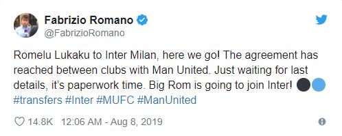 Fabrizio Romano: Lukaku đến Inter Milan  - Bóng Đá